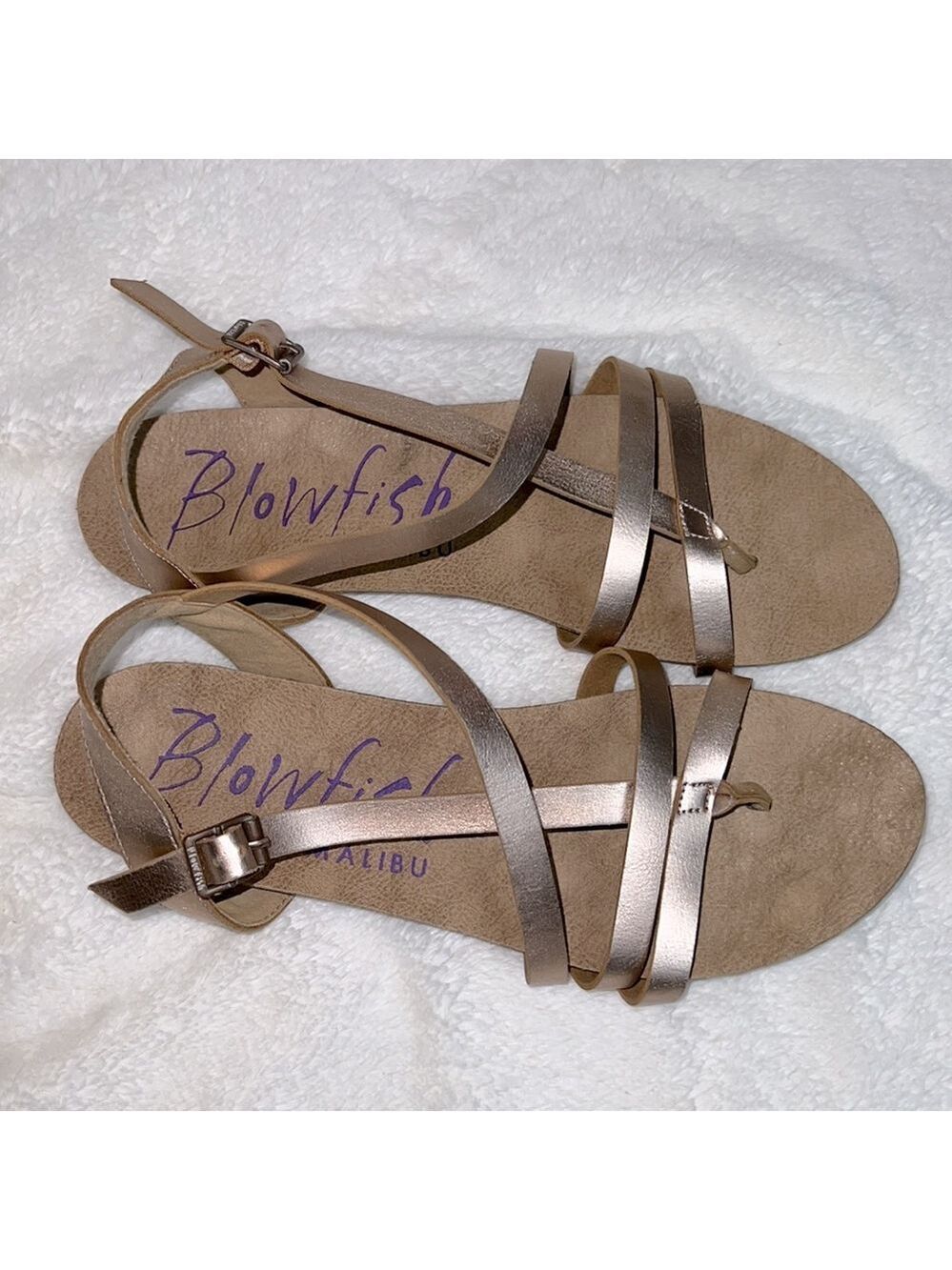 Blowfish Women’s Granola Rose Gold Strappy Ankle Buckle Strap Sandal - Sz 10 - Picture 5 of 11